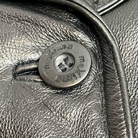 Wilson’s Leather Maxima vintage black leather belted button up jacket size L - Picture 13 of 16